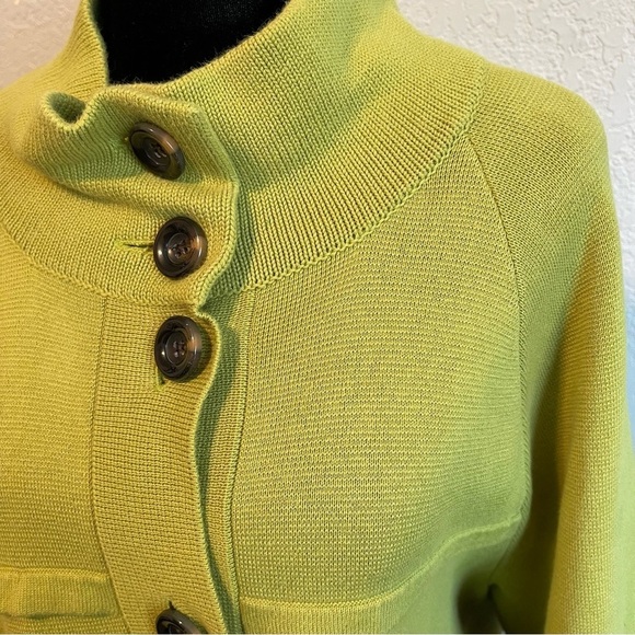 Green Button Cardigan 3/4 Flare Sleeve Cardigan - Picture 3 of 5